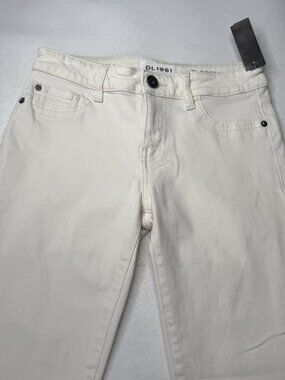 DL1961 Florence Instasculpt Cropped Jeans Womens 26 Ecru Skinny Mid Rise